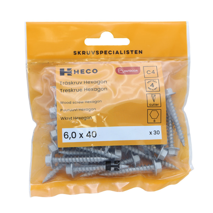Träskruv Protect 4 6 x 40 mm 30-pack Heco